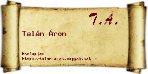 Talán Áron névjegykártya